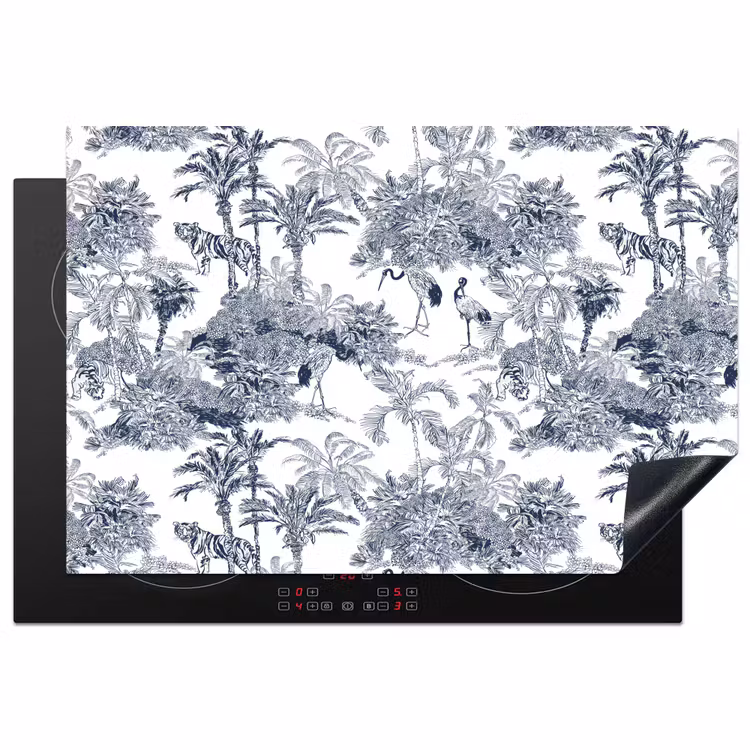 Palmbomen - Jungle - Abstract - Blauw Inductie beschermer vinyl 3mm klein 276 -3d