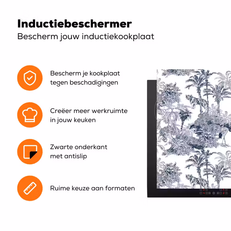 Palmbomen - Jungle - Abstract - Blauw Inductie beschermer vinyl 3mm klein 276 -zzzzzzz-td-ups