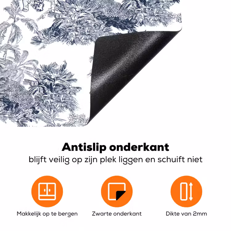 Palmbomen - Jungle - Abstract - Blauw Inductie beschermer vinyl 3mm klein 276 -zzzzzzz-td-onderkant