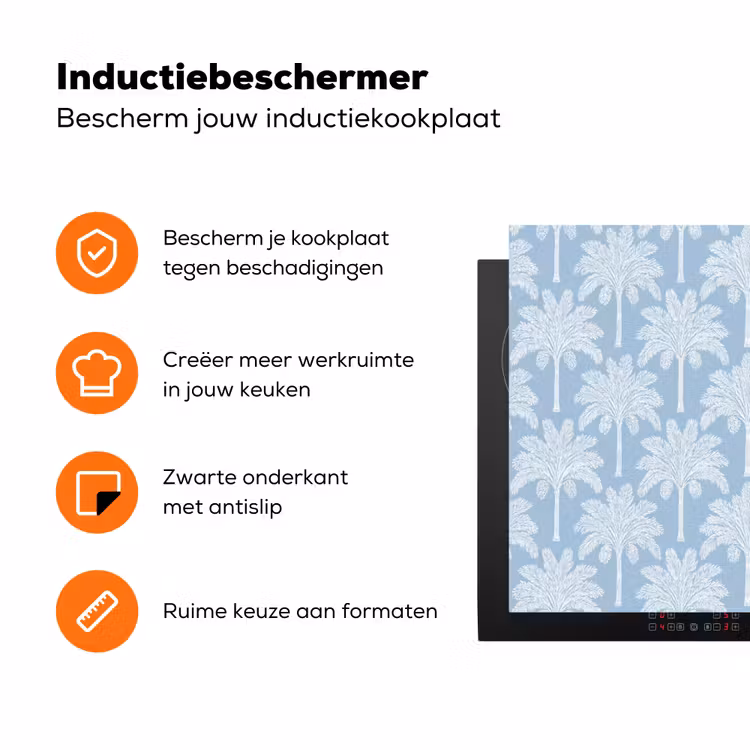 Palmboom - Modern - Blauw Inductie beschermer vinyl 3mm klein 276 -zzzzzzz-td-ups
