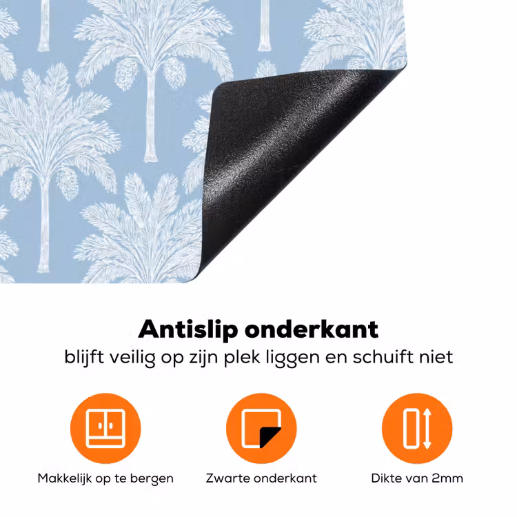 Palmboom - Modern - Blauw Inductie beschermer vinyl 3mm klein 276 -zzzzzzz-td-onderkant