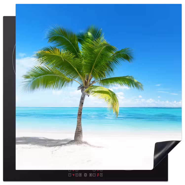Palmboom - Strand - Zee - Zomer Inductie beschermer vinyl 3mm middel -3d