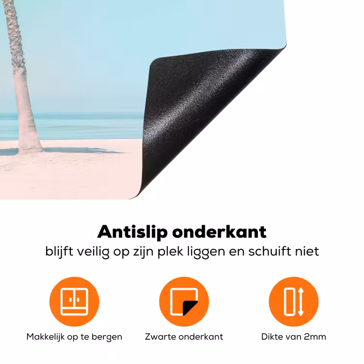 Palmboom - Strandhuis - Roze Inductie beschermer vinyl 3mm klein -zzzzzzz-td-onderkant