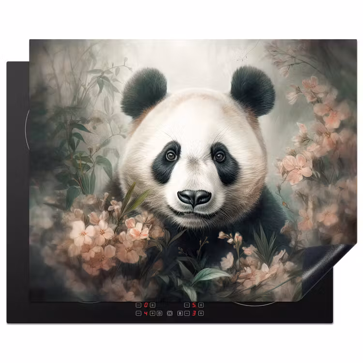 Panda - Dieren - Bloemen - Planten Inductie beschermer vinyl 3mm groot -3d