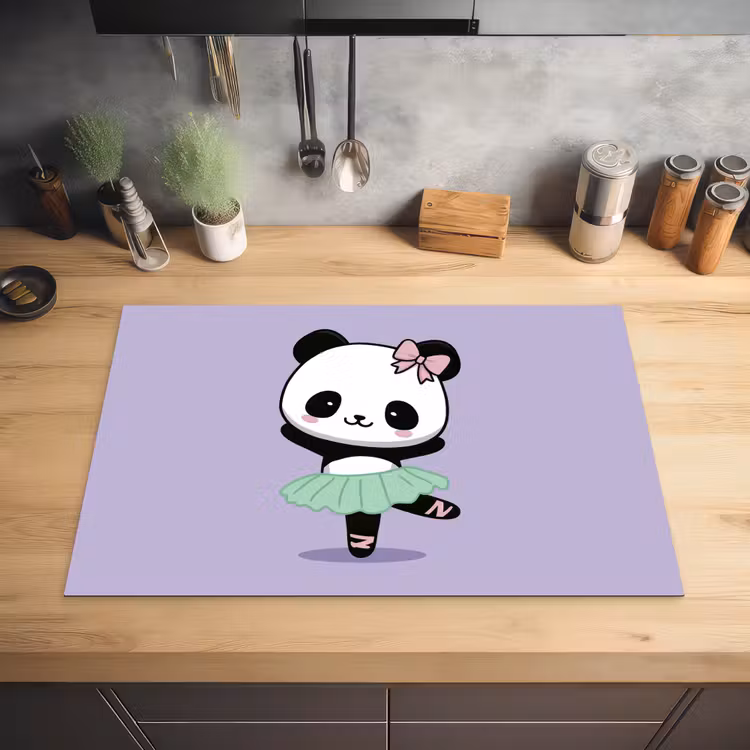 Dansende panda - Paars - Sierlijk - Kawaii Inductie beschermer vinyl 3mm klein -sfeer5
