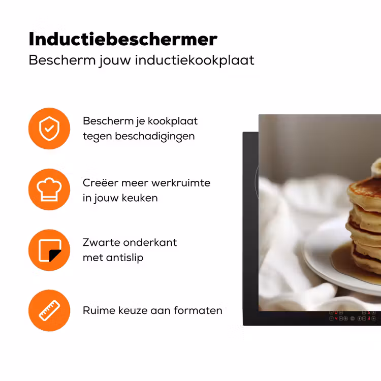 Pannenkoeken - Banaan - Siroop - Wit - Beige Inductie beschermer vinyl 3mm klein -zzzzzzz-td-ups
