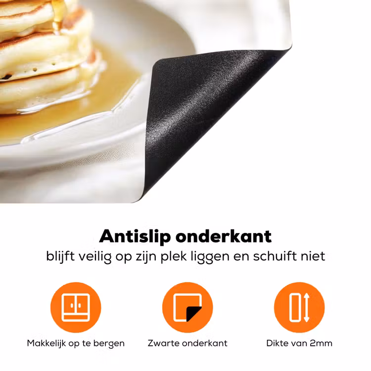 Pannenkoeken - Banaan - Siroop - Wit - Beige Inductie beschermer vinyl 3mm klein -zzzzzzz-td-onderkant