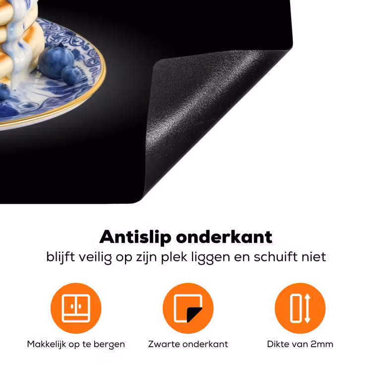 Pannenkoeken - Blauwe Bessen - Bord Inductie beschermer vinyl 3mm klein -zzzzzzz-td-onderkant