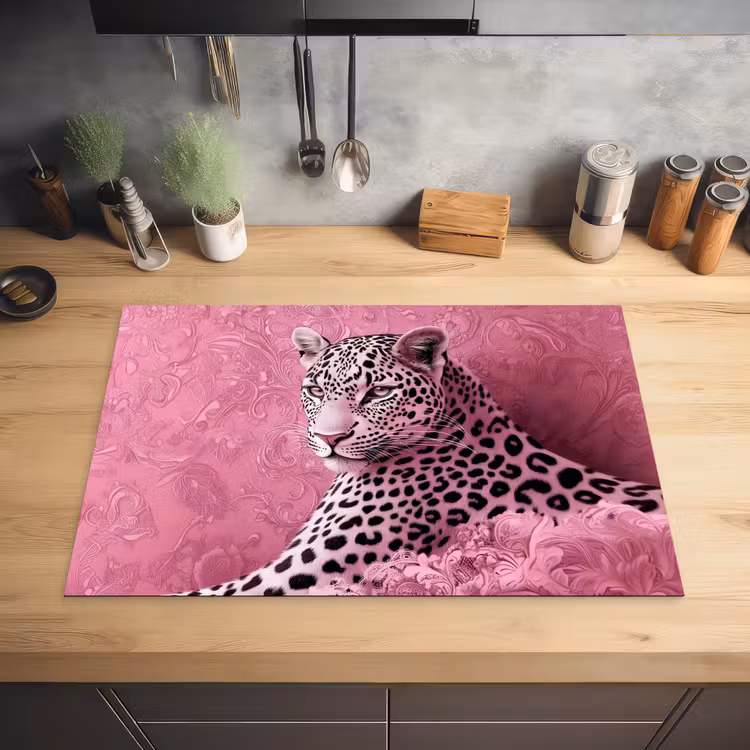 Panter - Luxe - Roze Inductie beschermer vinyl 3mm klein -sfeer5