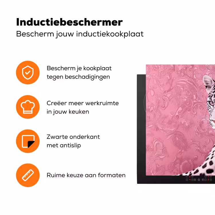 Panter - Luxe - Roze Inductie beschermer vinyl 3mm klein -zzzzzzz-td-ups