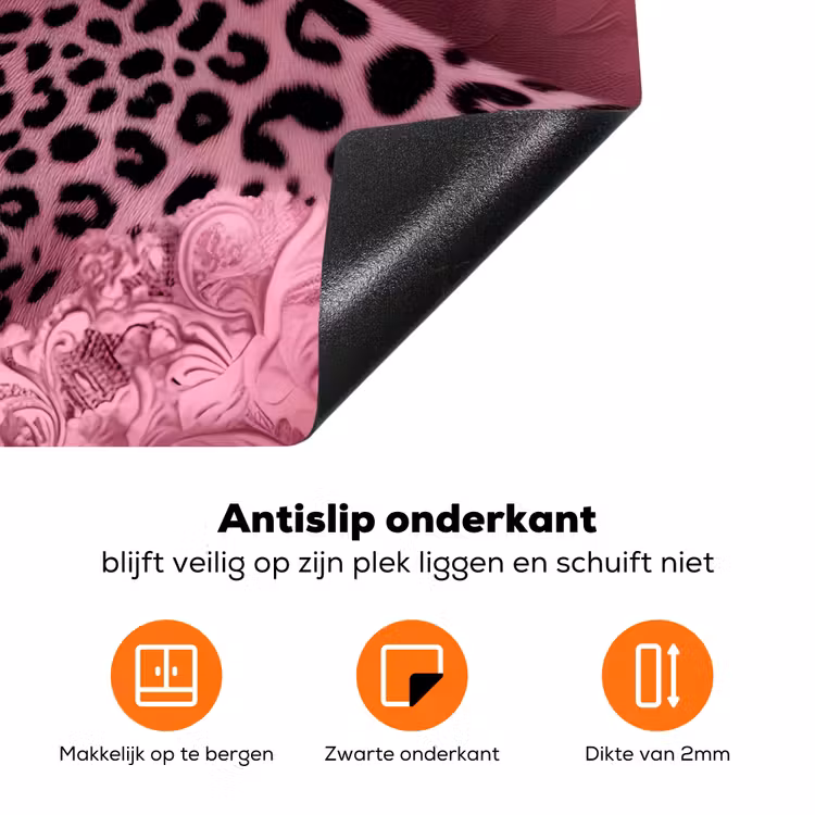 Panter - Luxe - Roze Inductie beschermer vinyl 3mm klein -zzzzzzz-td-onderkant
