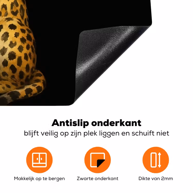 Panter - Realistisch - Bruin Inductie beschermer vinyl 3mm klein -zzzzzzz-td-onderkant