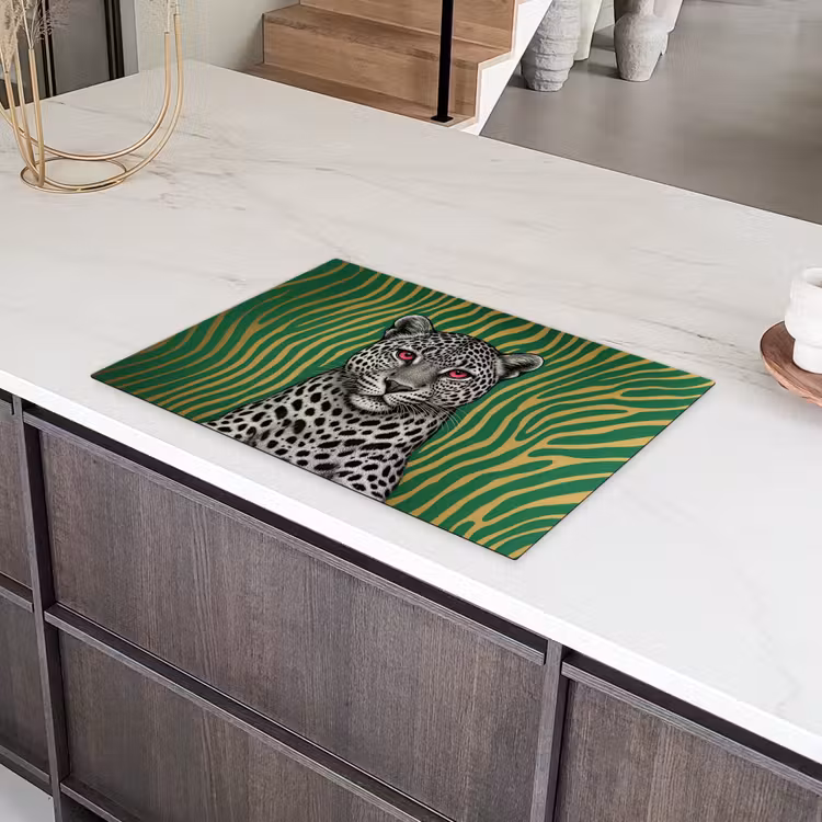 Panter - Zebrapatroon - Groen Inductie beschermer vinyl 3mm klein -sfeer8