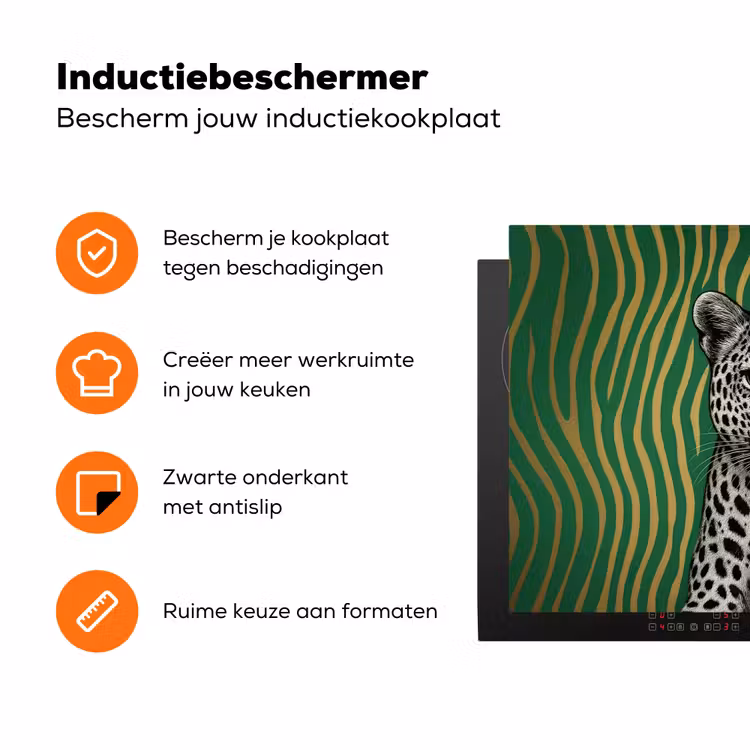 Panter - Zebrapatroon - Groen Inductie beschermer vinyl 3mm klein -zzzzzzz-td-ups
