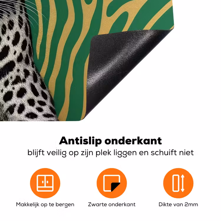 Panter - Zebrapatroon - Groen Inductie beschermer vinyl 3mm klein -zzzzzzz-td-onderkant