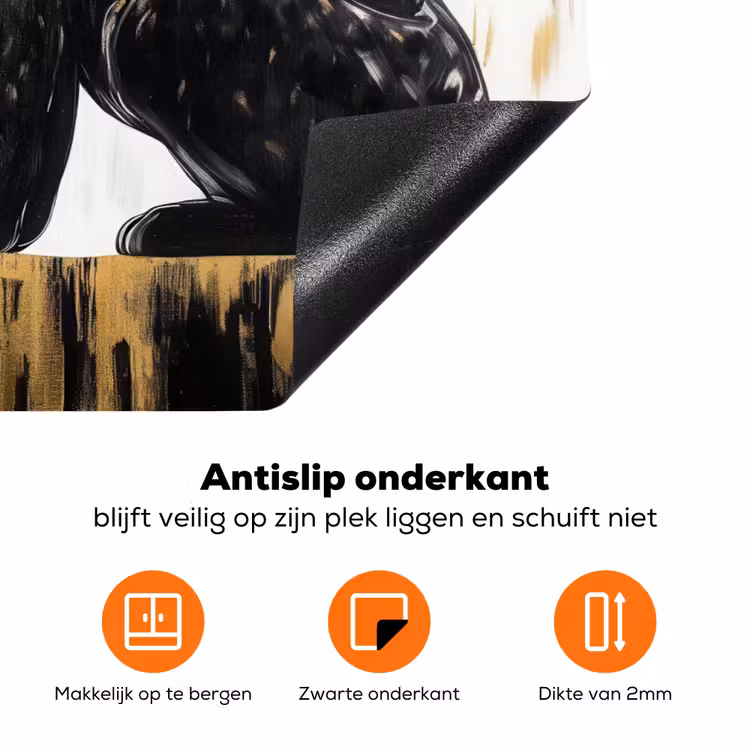 Panter - Zwart - Abstract - Goud Inductie beschermer vinyl 3mm klein -zzzzzzz-td-onderkant
