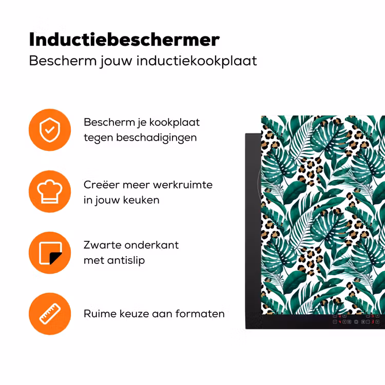 Inductie beschermer - Panterprint - Bladeren - Jungle - Afdekplaat voor kookplaat Inductie beschermer vinyl 3mm groot -zzzzzzz-td-ups