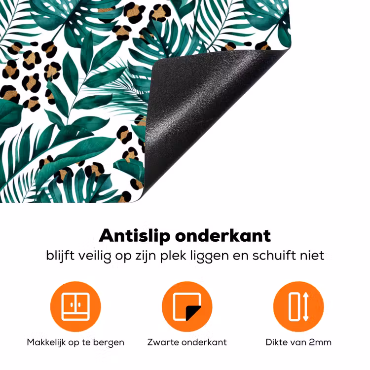 Inductie beschermer - Panterprint - Bladeren - Jungle - Afdekplaat voor kookplaat Inductie beschermer vinyl 3mm groot -zzzzzzz-td-onderkant