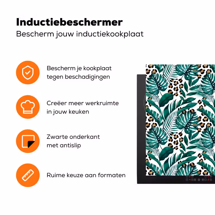 Panterprint - Bladeren - Jungle Inductie beschermer vinyl 3mm klein -zzzzzzz-td-ups