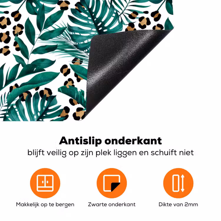 Panterprint - Bladeren - Jungle Inductie beschermer vinyl 3mm klein -zzzzzzz-td-onderkant