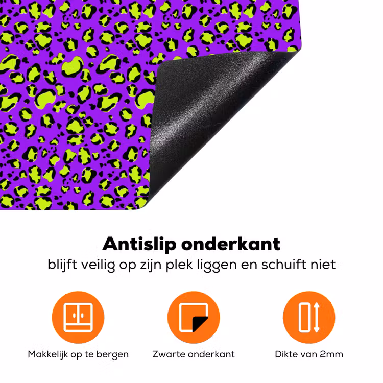 Panterprint - Paars - Groen - Neon Inductie beschermer vinyl 3mm klein 276 -zzzzzzz-td-onderkant