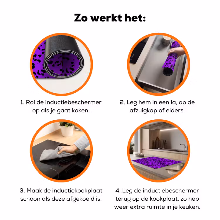 Panterprint - Paars - Patroon Inductie beschermer vinyl 3mm klein 276 -zzzzzzz-td-werking