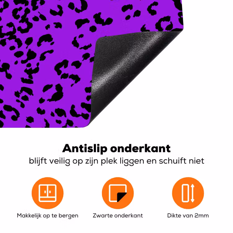 Panterprint - Paars - Patroon Inductie beschermer vinyl 3mm klein 276 -zzzzzzz-td-onderkant