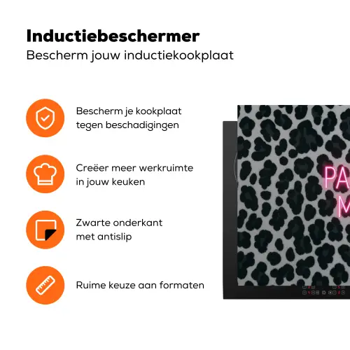 Panterprint - Zwart - Neonletters - Roze Inductie beschermer vinyl 3mm klein -zzzzzzz-td-ups