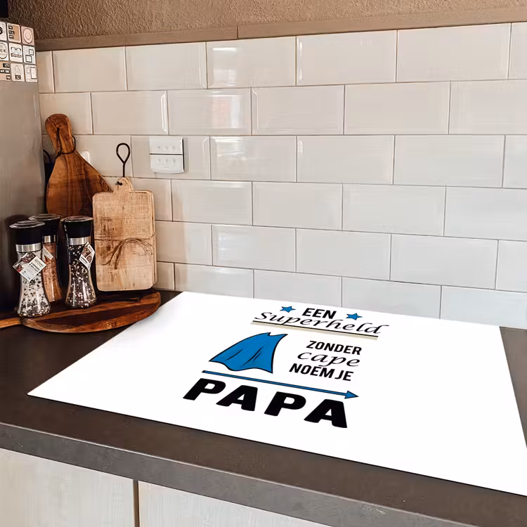 Papa - Quotes - Een superheld zonder cape noem je papa - Spreuken Inductie beschermer vinyl 3mm klein -sfeer3