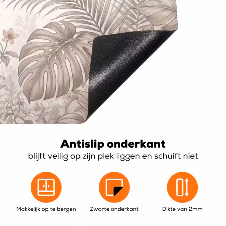 Papagaai - Jungle - Tropisch Inductie beschermer vinyl 3mm klein -zzzzzzz-td-onderkant