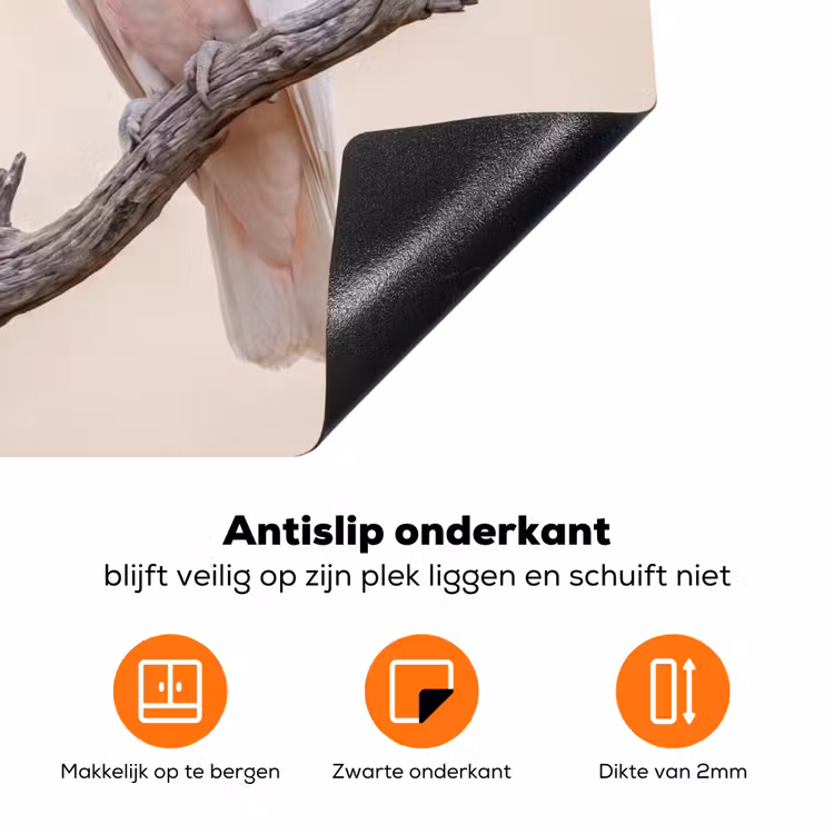 Papagaai - Tak - Roze Inductie beschermer vinyl 3mm klein -zzzzzzz-td-onderkant