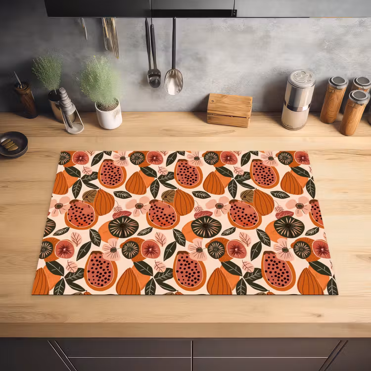 Papaja - Bloesem - Oranje Inductie beschermer vinyl 3mm klein 276 -sfeer5