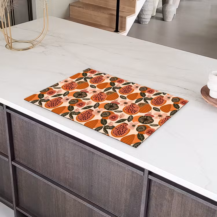 Papaja - Bloesem - Oranje Inductie beschermer vinyl 3mm klein 276 -sfeer8