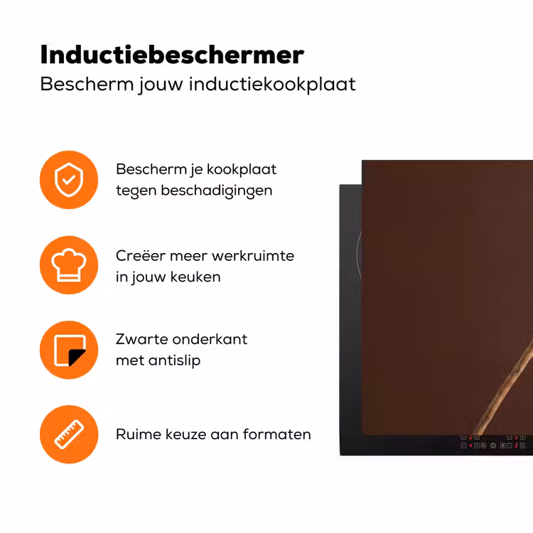 Papaverbol - Droogbloem - Bruin - Minimalistisch Inductie beschermer vinyl 3mm klein -zzzzzzz-td-ups