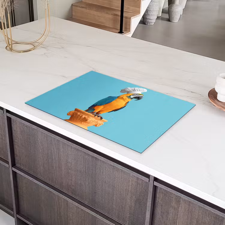Papegaai - Koksmuts - Grappig - Vogel Inductie beschermer vinyl 3mm klein -sfeer8