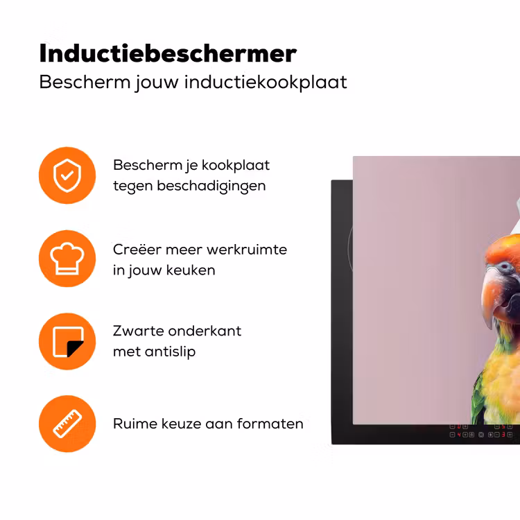 Papegaai - Koksmuts - Nieuwsgierig - Vogel Inductie beschermer vinyl 3mm klein -zzzzzzz-td-ups