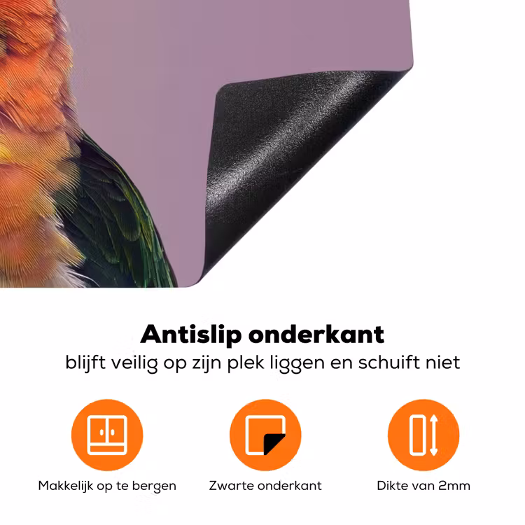 Papegaai - Koksmuts - Nieuwsgierig - Vogel Inductie beschermer vinyl 3mm klein -zzzzzzz-td-onderkant