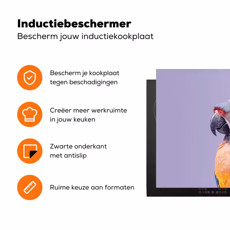 Papegaai - Koksmuts - Paars - Cute Inductie beschermer vinyl 3mm klein -zzzzzzz-td-ups