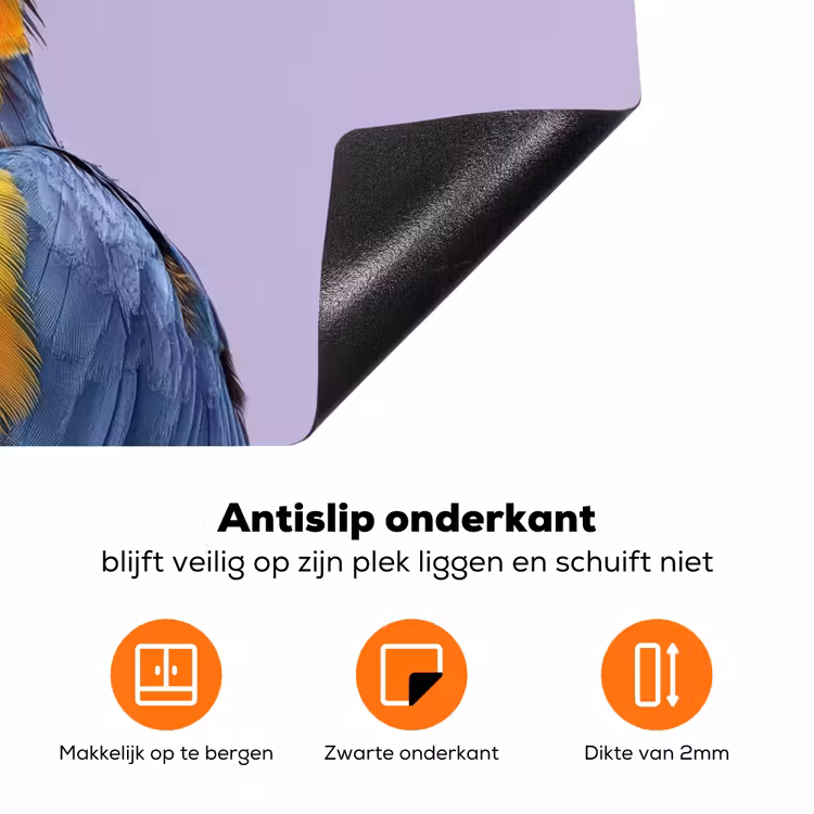 Papegaai - Koksmuts - Paars - Cute Inductie beschermer vinyl 3mm klein -zzzzzzz-td-onderkant