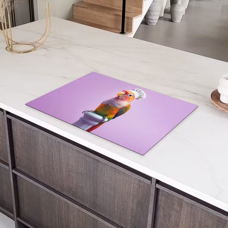 Papegaai - Koksmuts - Pilaar - Vogel Inductie beschermer vinyl 3mm klein -sfeer8