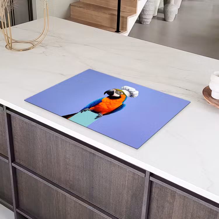 Papegaai - Koksmuts - Vogel - Leuk Inductie beschermer vinyl 3mm klein -sfeer8