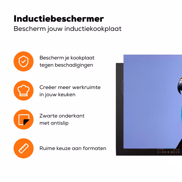 Papegaai - Koksmuts - Vogel - Leuk Inductie beschermer vinyl 3mm klein -zzzzzzz-td-ups