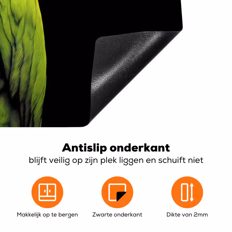 Papegaai - Veren - Opvallend - Groen Inductie beschermer vinyl 3mm klein -zzzzzzz-td-onderkant