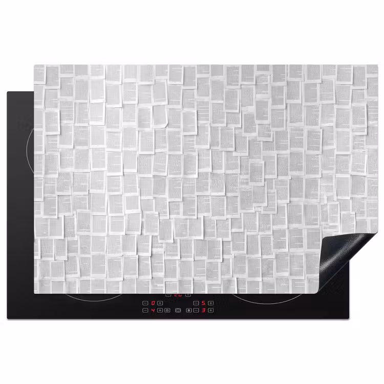 Papier - Overlappend - Textuur - Modern - Wit Inductie beschermer vinyl 3mm klein -3d