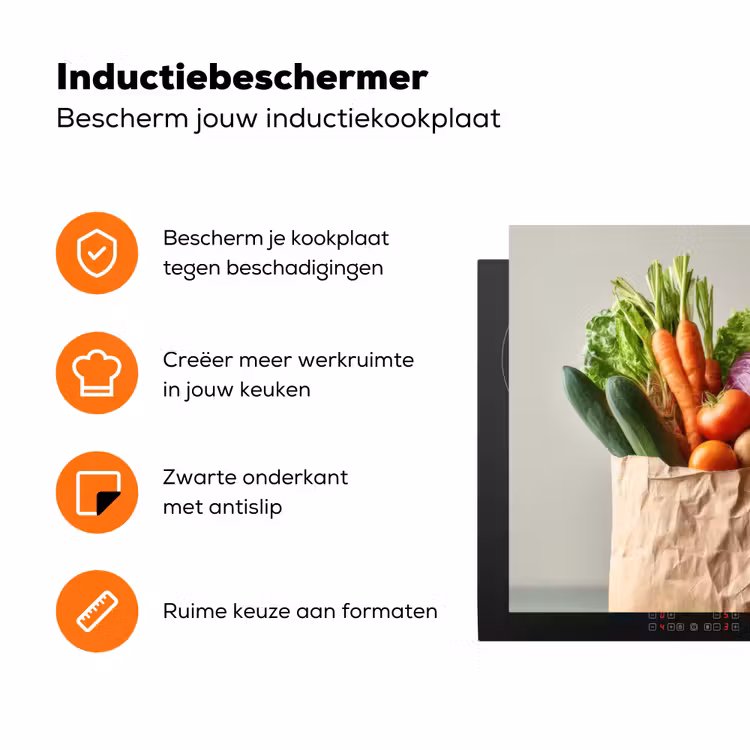 Papieren - Boodschappen - Groente - Kleurrijk Inductie beschermer vinyl 3mm klein -zzzzzzz-td-ups