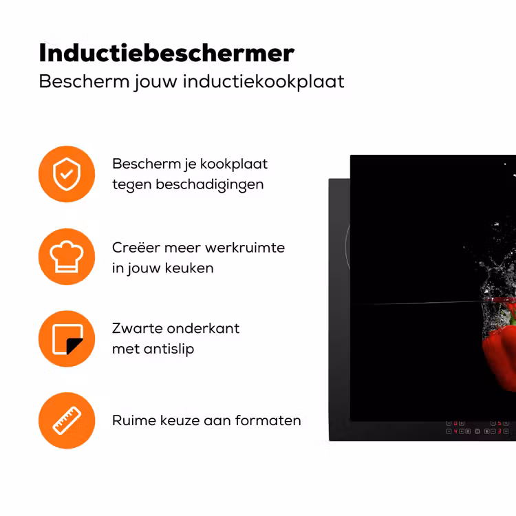Paprika - Groente - Stilleven - Water - Rood Inductie beschermer vinyl 3mm klein -zzzzzzz-td-ups