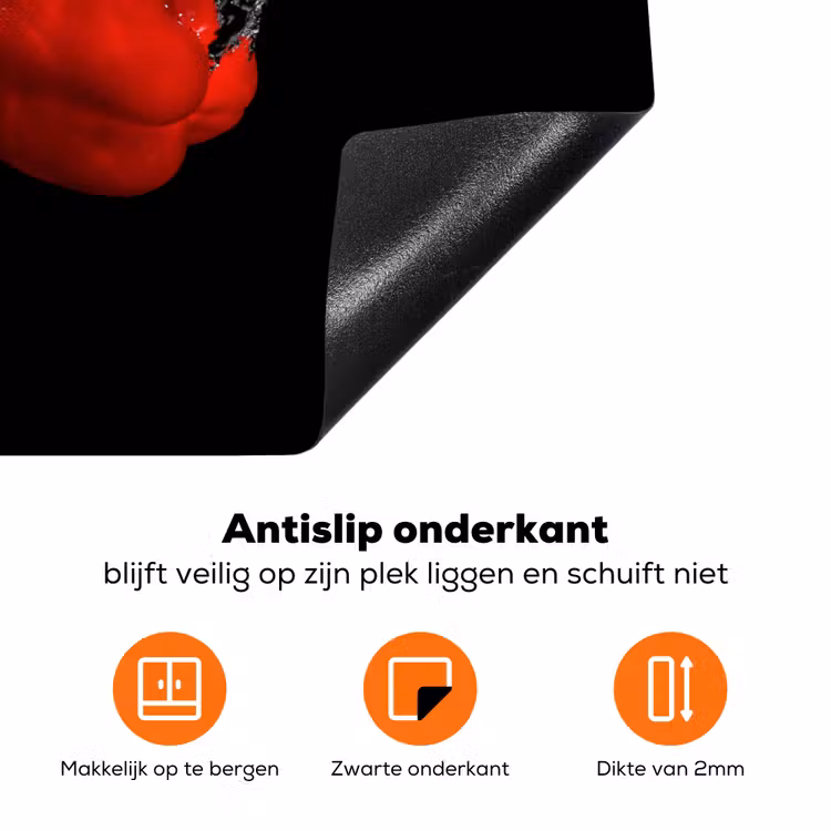Paprika - Groente - Stilleven - Water - Rood Inductie beschermer vinyl 3mm klein -zzzzzzz-td-onderkant