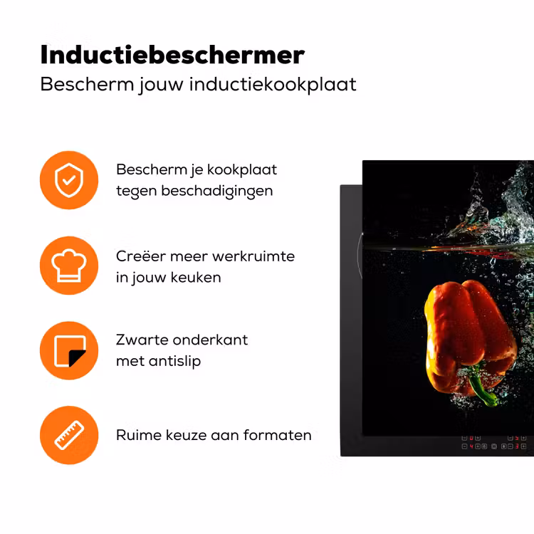 Paprika - Groente - Water - Zwart - Rood - Groen - Geel Inductie beschermer vinyl 3mm klein -zzzzzzz-td-ups