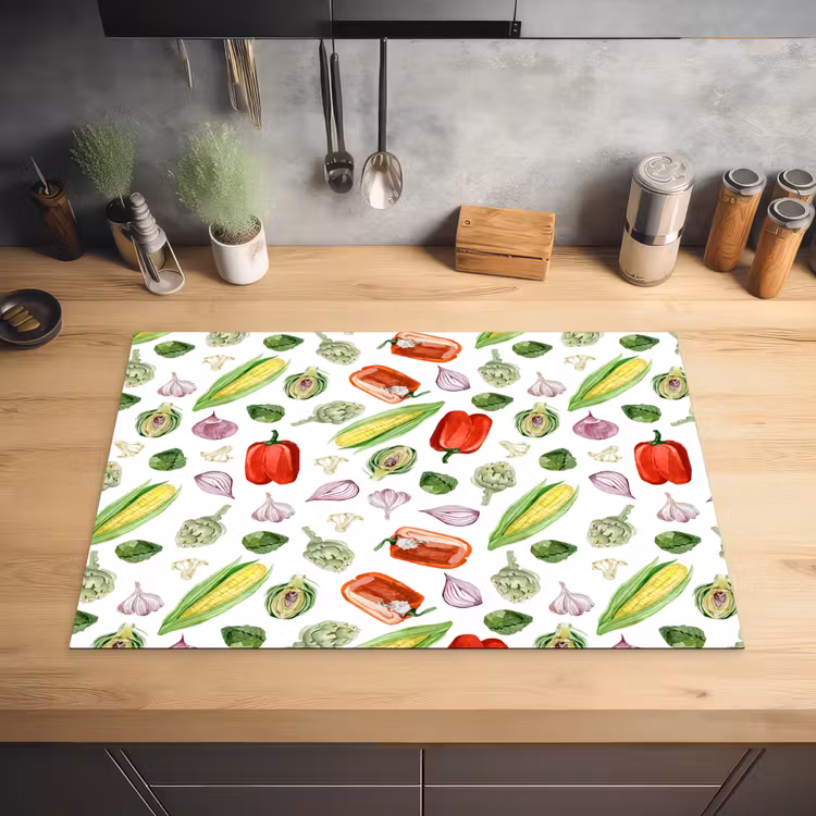 Paprika - Maïs - Patroon - Groente Inductie beschermer vinyl 3mm klein 276 -sfeer5