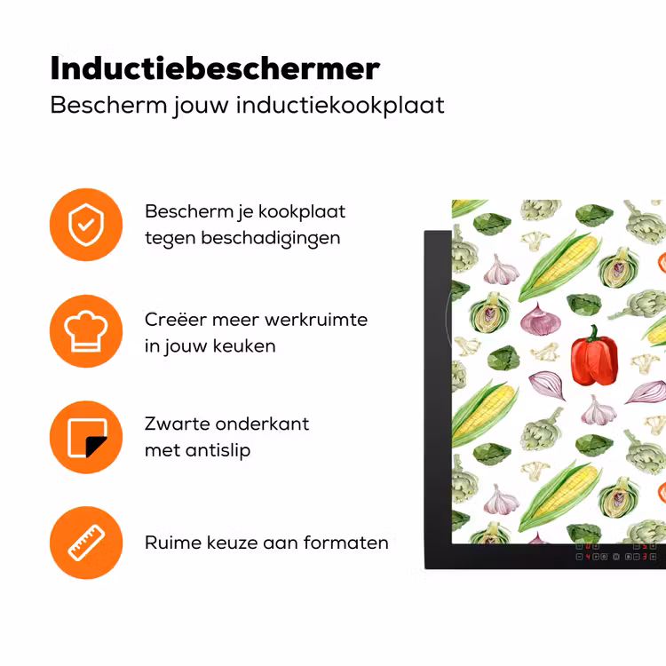 Paprika - Maïs - Patroon - Groente Inductie beschermer vinyl 3mm klein 276 -zzzzzzz-td-ups